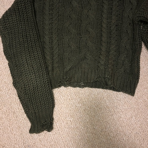distressed green knit sweater - Picture 2 of 3